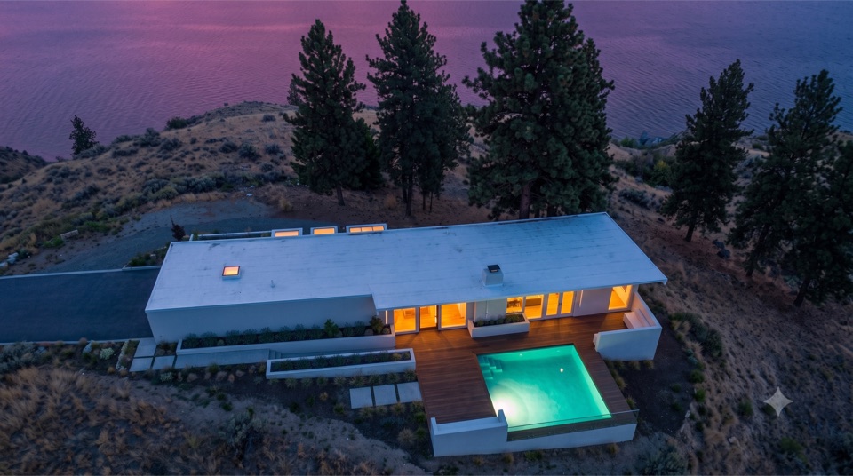 Dusk. Every window lit.