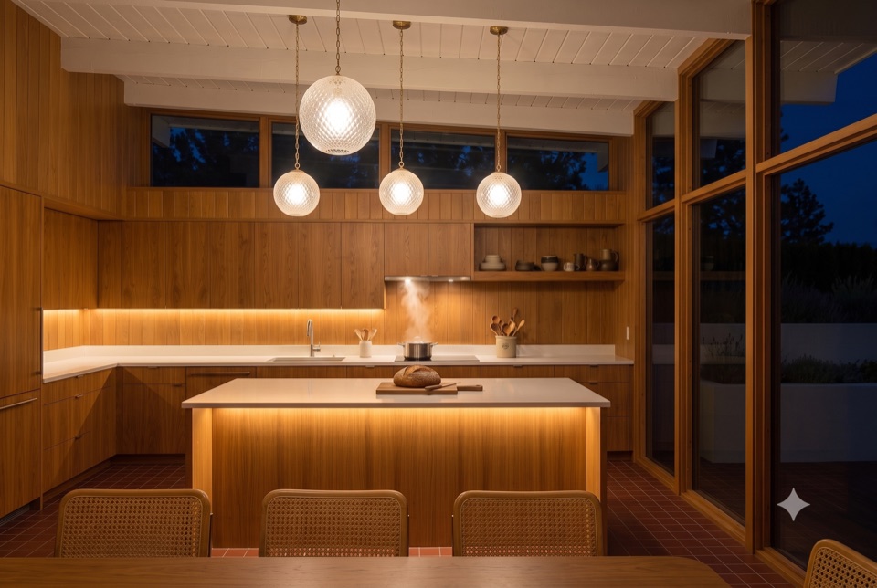 Pendants only, bread on the island.
