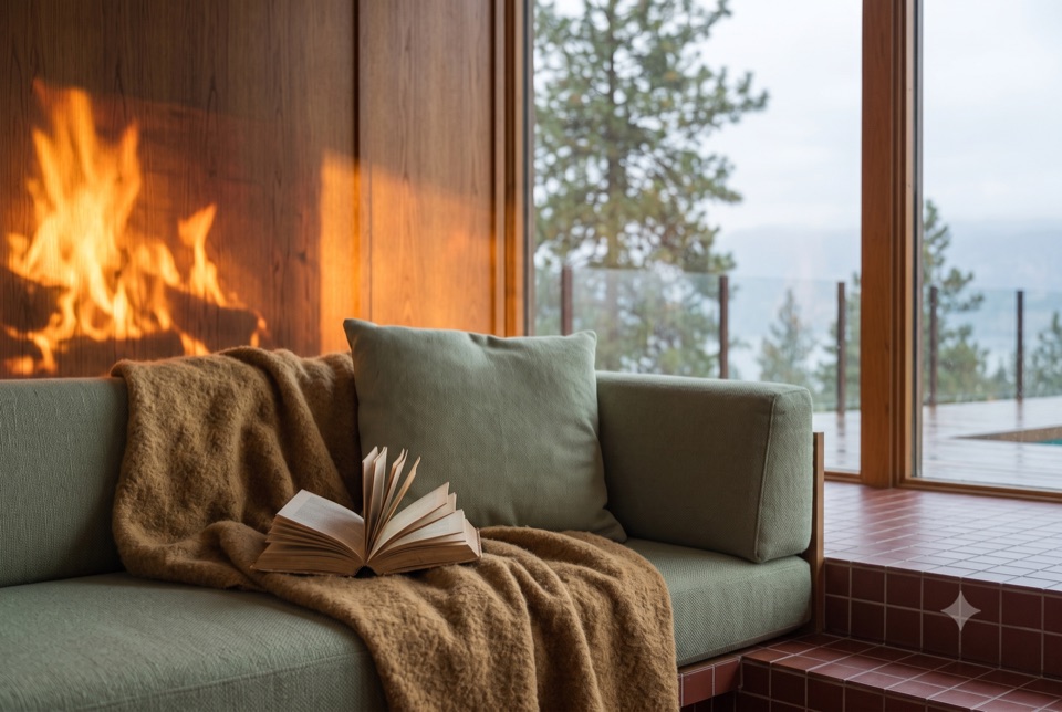 Sofa corner, novel face-down.