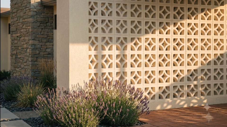 Breeze-block, close.