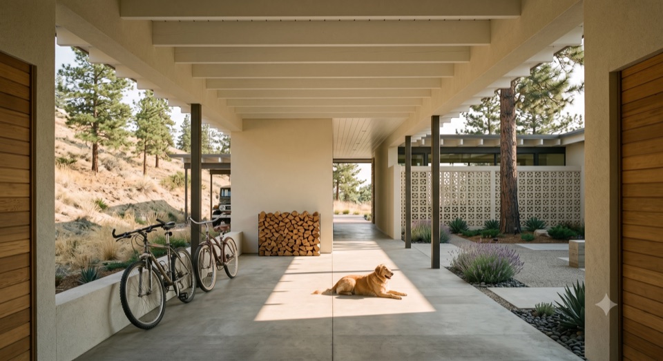The breezeway. Cheapest square footage in the house, best part of it.