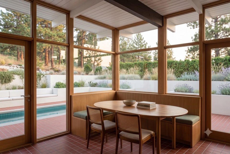 The dining nook banquette.