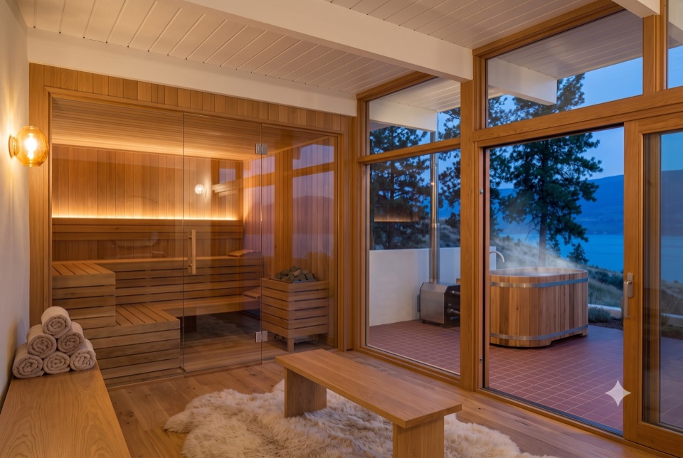 Gym C: the wellness suite into the sauna.