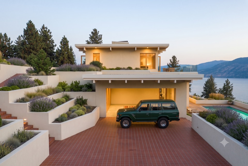 In the garage court with the Land Cruiser.