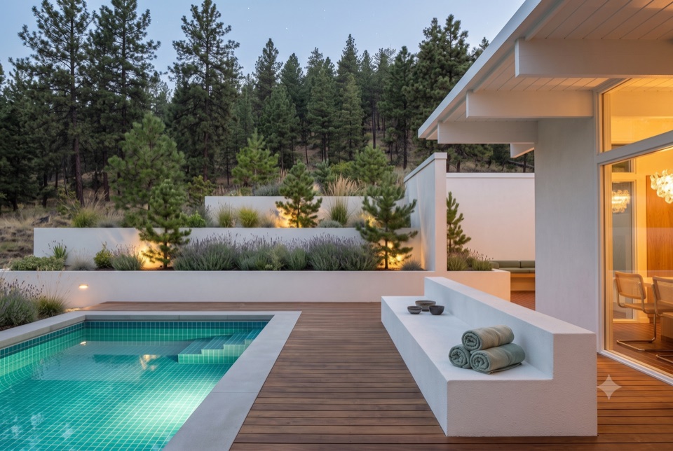The pool at dusk.