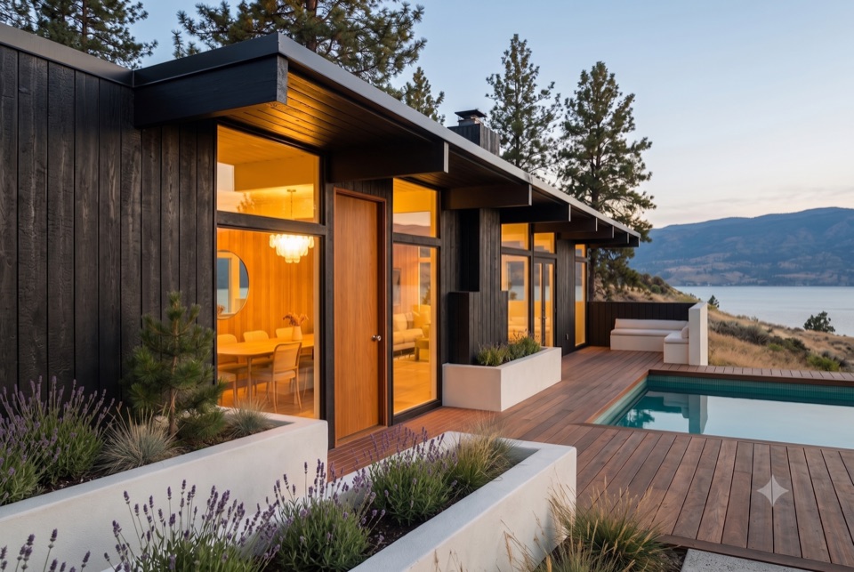 Charred cedar + black steel.