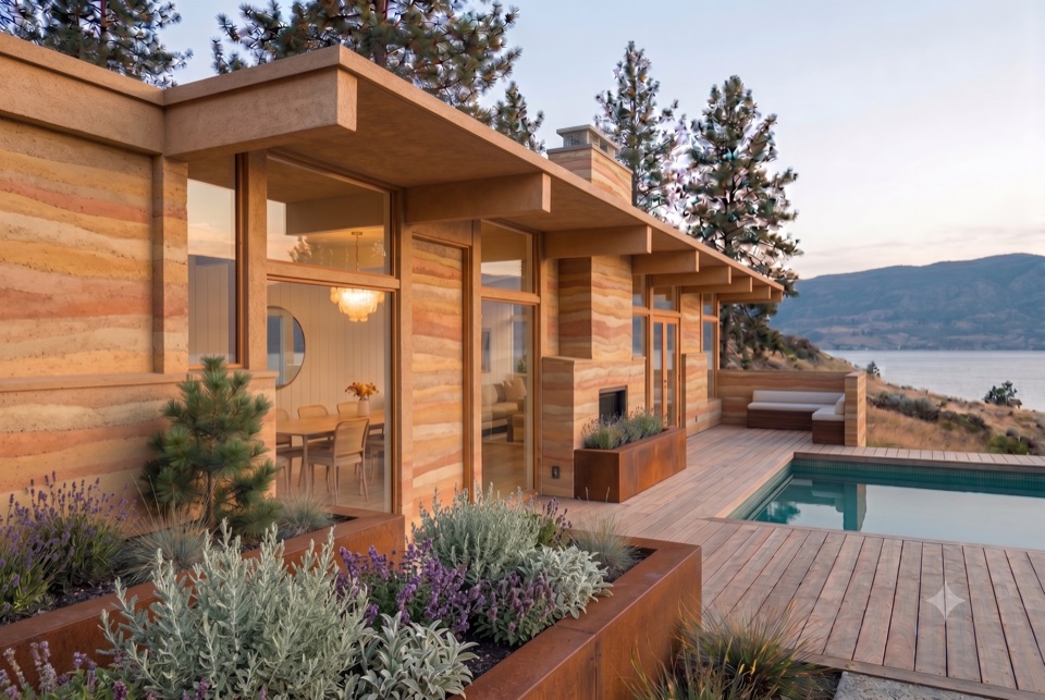 Rammed-earth strata.
