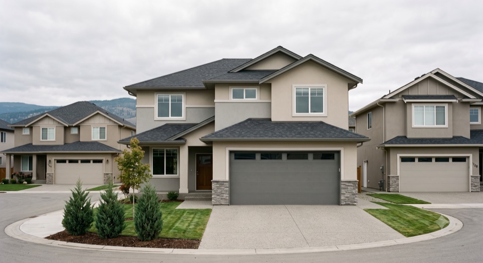 What the money buys now: 2,800 sf, three garage doors, no front door.